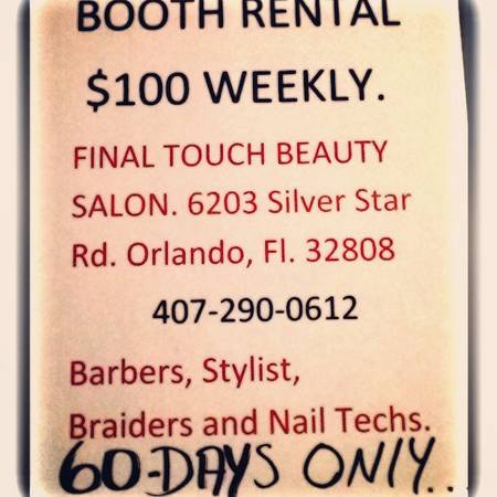 100 BOOTH RENT AVAILABLE (6203 silver star road)