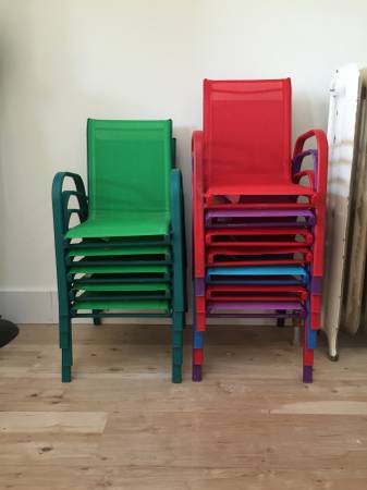 12 colored metal kids chairs