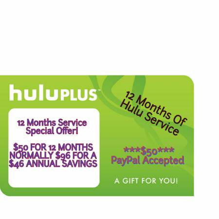 12 Month Hulu Plus subscription