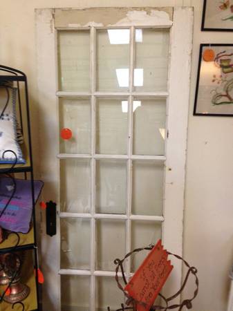 15 pane vintage windowd door, no broken glass
