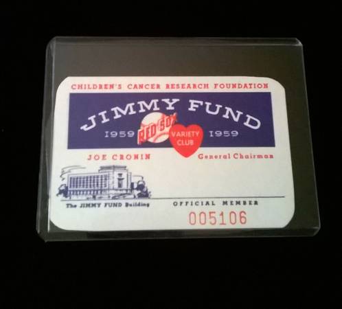 1959 TED WILLIAMS Jimmy fund membership card