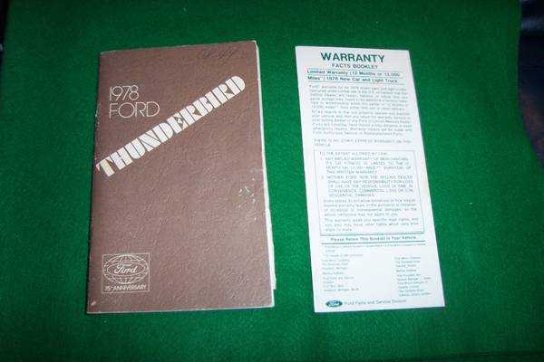 1978 Ford Thunderbird Owner Manual FPS 365