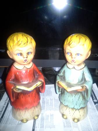 2 little ceramic church boys