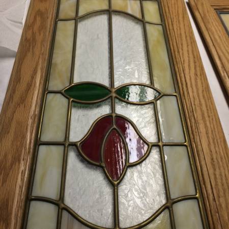2 Pair (4 Total) of Stain and Leaded Glass Doors