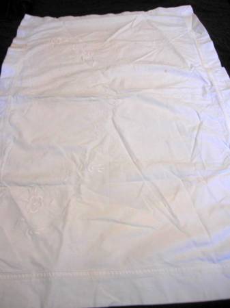 2 Vintage Heavy White Cotton Embroidered Pillow Shams