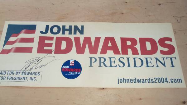 2004 Autographed John Edwards Campaign Poster