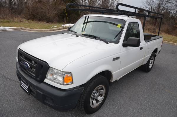 2007 FORD RANGER PICK UP WHITE WITH TOOL BOX AND RACK