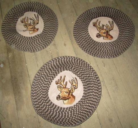 3 beautiful 27 perfect round rugs, carpets w deer images