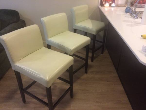 (3) Designer Leather Bar Stools