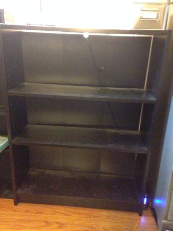 3 IKEA bookshelves, black brown