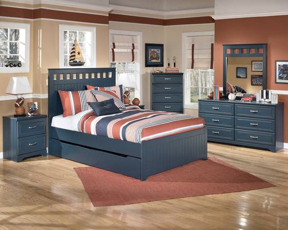 3 piece ashley bedroom set WHITE OR BLUE at macomb mattress