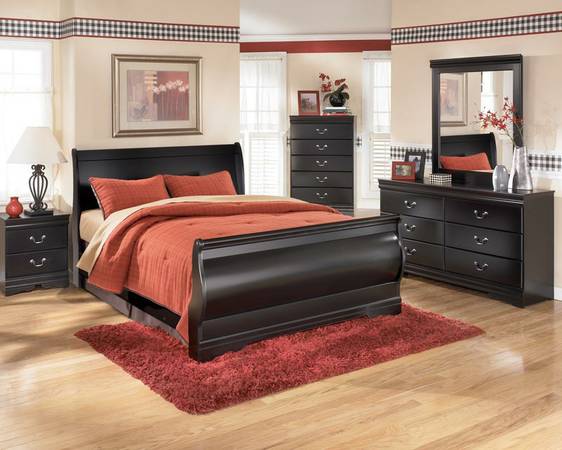 3 piece ashley CHERRY OR BLACK bedroom set at macomb mattress