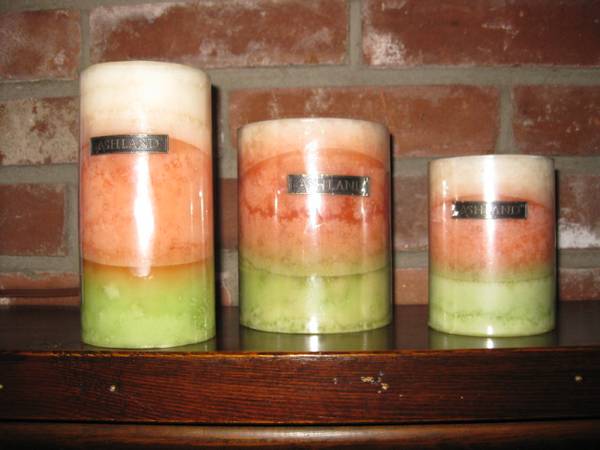 3 Pillar Candles NEW NEVER USED