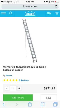 32 foot Werner extension ladder