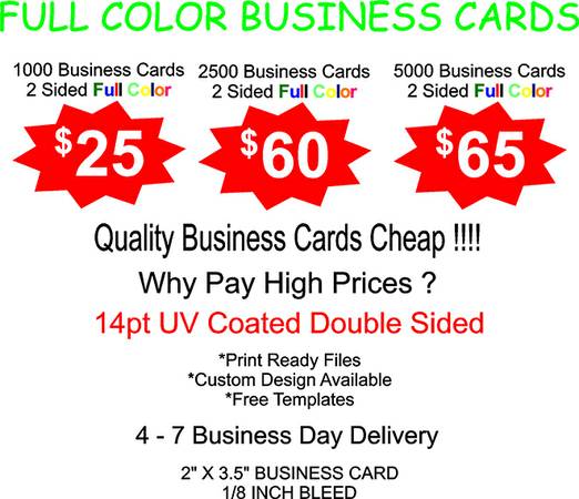4,999 Business Cards for 65.00 at Posterhead Signs