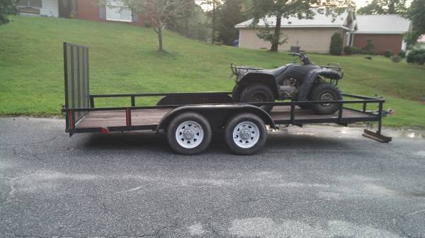 6 12 x 16 utility trailer with lawn equip racks