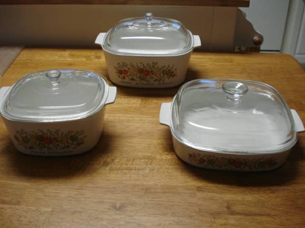 6 pc Vintage Pyrex Corning Ware Spice of Life Dishes 3 amp 5 qt