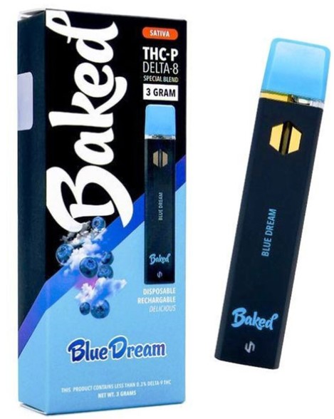 Baked 3 Gram Delta-8 & THCp Blue Dream – Sativa Disposable Vape