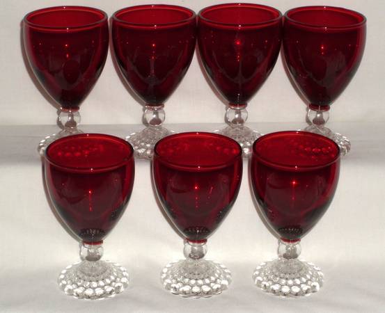 7 Anchor Hocking BUBBLE RUBY RED 4 14 JUICE GOBLETS