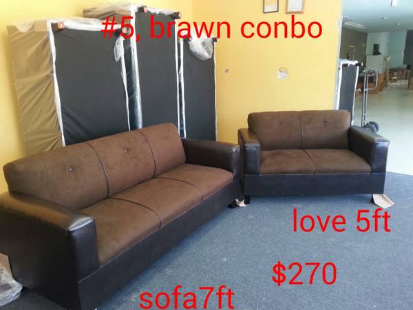 8658Brown Combo Couches Sofa 7ftLoveseat 5ftCL SALE