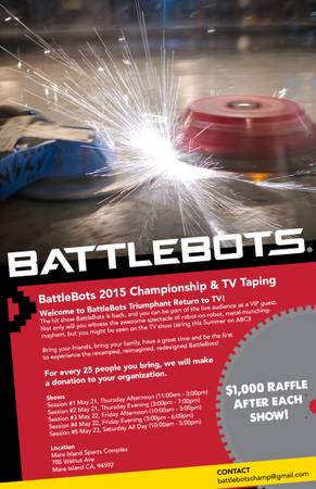 ABCs BattleBots 2015 Championship amp TV Taping (Mare Island Sports Complex)