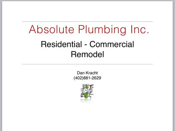 Absolute Plumbing Inc.  Home Remodels
