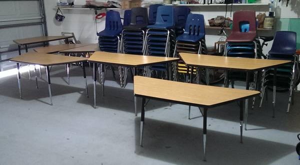 Adjustable Trapezoid Tables, Stackable Chairs, Dividers (Kissimmee)