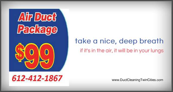 Affordable prices 99 complete Air  Duct Cleaning (Minneapolis)