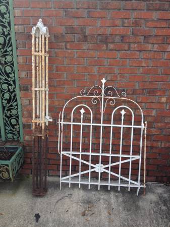 Antique Fence with Gate and Posts Ornamental Iron