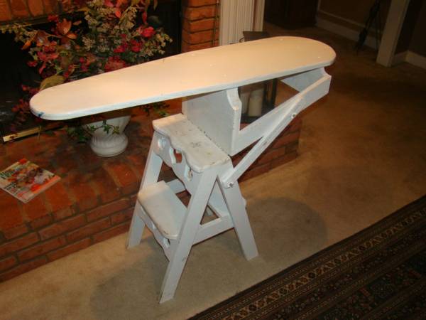 ANTIQUE LOOKING STEP STOOL IRONING BOARD