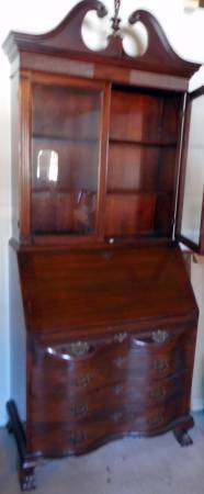 Antique Mahogany Secretary Desk w Claw Feet 88 H, 34 W, 20.5 D