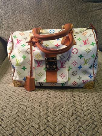 Authentic Louis Vuitton Speedy 30 white multicolor bag