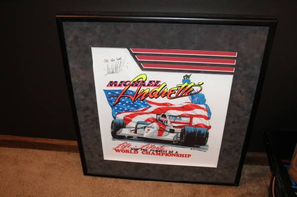 Autographed Michael Andretti Framed Air Brushed Artwork