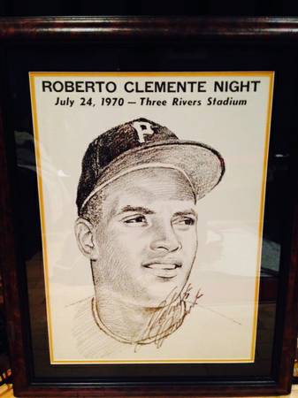 Autographed Roberto Clemente Night Poster