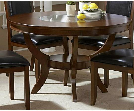 Avalon Round Dining Table with Glass Insert 48 Inches 1205