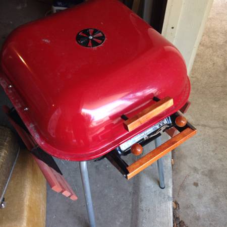 Awesome red outdoor charcoal bbq grill