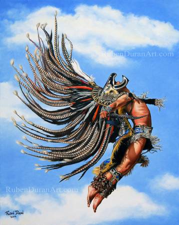 Aztec Warrior oil painting