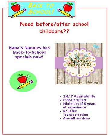 Back To School Childcare (SF Valley and Surrounding)