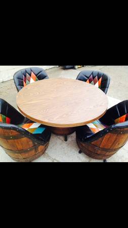 Bar gaming wine barrel table and chairs