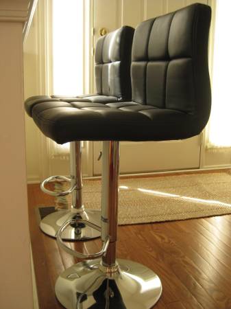 Bar Stools, Black Leather