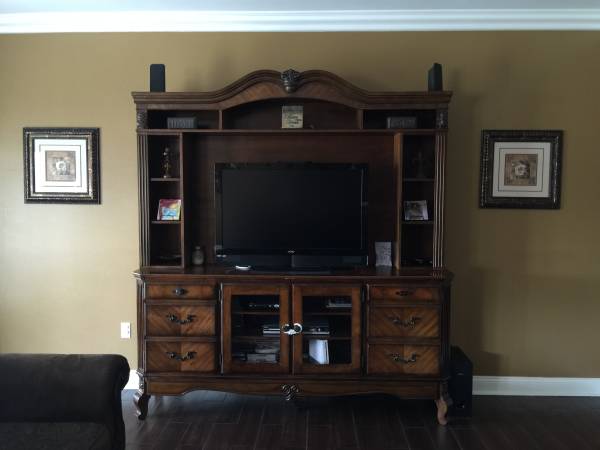 Beautiful Entertainment Center with Hutch