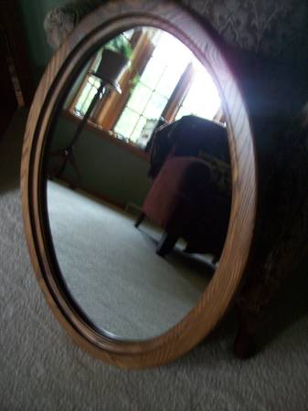 Beautiful Oak Oval Mirror