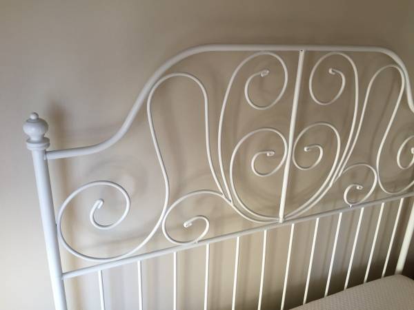 Beautiful white metal bed frame