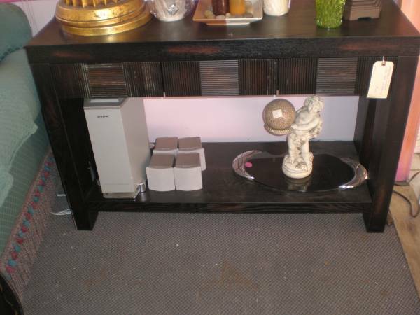 Black Brown Textured Entry Table or Behind Sofa Desk