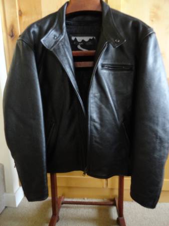 Black Hills Brand Mens Black Leather Motorcycle Biker Jacket SZ 46