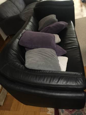 Black Leather Dania Sectional