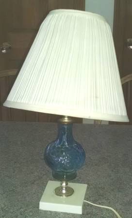 Blue glass electric lamp