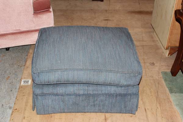 Blue Tweed Fabric Ottoman