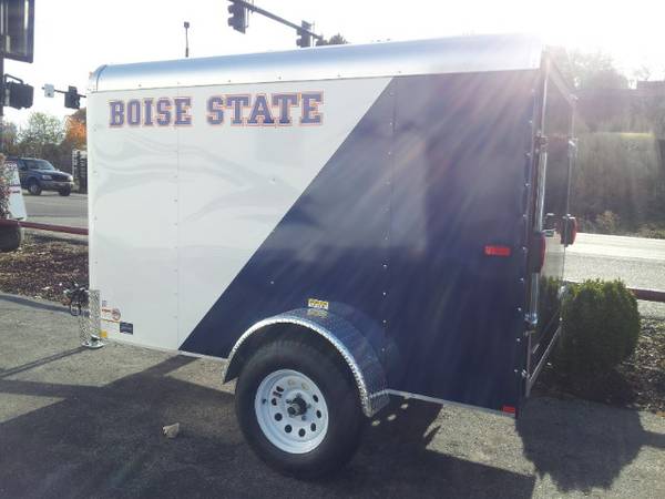 BOISE STATE BRONCO enclosed trailer bluewhite