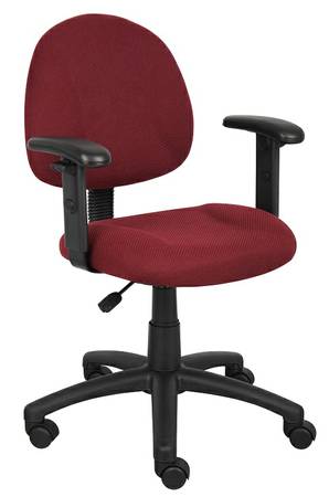 BOSS BURGUNDY DELUXE POSTURE OFFICE CHAIR WITH ADJUSTABLE ARMS B316
